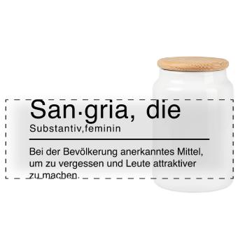 Sangria Duden Spruch Lustig Schwarz - Panorama Keksdose mit Holzdeckel - Weiß - Vorne