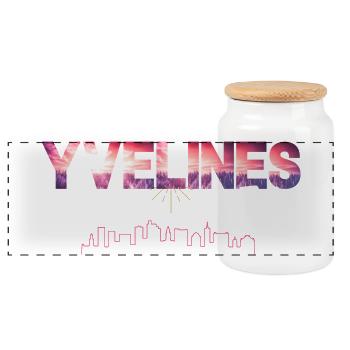 Neon-Skyline Sonnenuntergang Yvelines 78 - Panorama Keksdose mit Holzdeckel - Weiß - Vorne