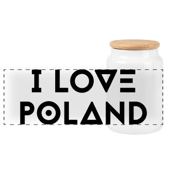 I LOVE POLAND - Panorama Keksdose mit Holzdeckel - Weiß - Vorne