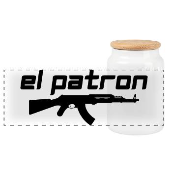 El Patron – The Chef Look - Panoramic Cookie Jar with Wooden Lid - white - Front