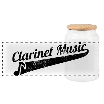 Clarinet music - Panoramic Cookie Jar with Wooden Lid - white - Front