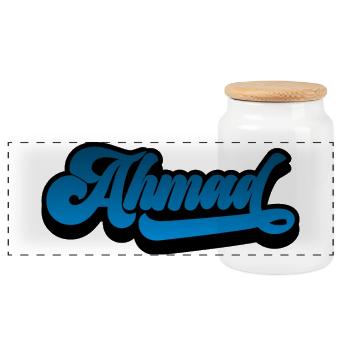 Ahmad - Panoramic Cookie Jar with Wooden Lid - white - Front