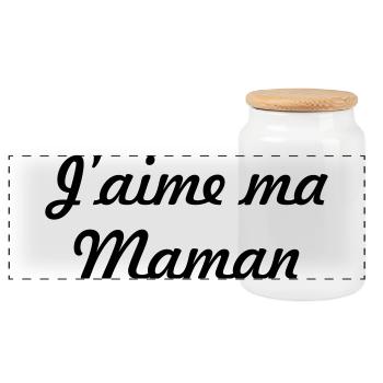 J'aime ma maman - Fête des Mères - Boîte à biscuits avec couvercle en bois - blanc - Devant
