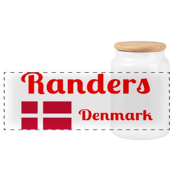 Randers Denmark - Stylish prints - Panoramic Cookie Jar with Wooden Lid - white - Front