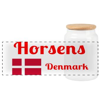 Horsens Dänemark - Stilvolle Drucke - Panorama Keksdose mit Holzdeckel - Weiß - Vorne