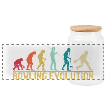 Bowlers Evolution Travel Poster - Panoramic Cookie Jar with Wooden Lid - white - Front