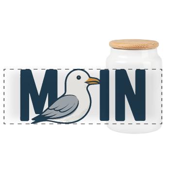 Moin Beach Bird Illustration Sea North Sea Baltic Sea - Panoramic Cookie Jar with Wooden Lid - white - Front