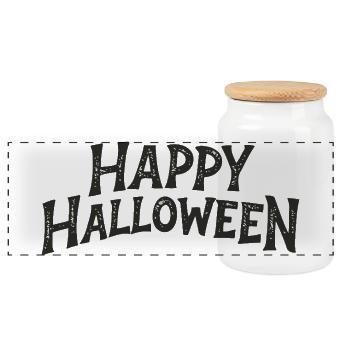 Frohes Halloween Zerrissen - Panorama Keksdose mit Holzdeckel - Weiß - Vorne