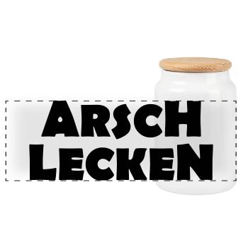 ARSCH LECKEN - Panorama Keksdose mit Holzdeckel - Weiß - Vorne