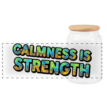 Calmness is Strength Tie-Dye - Panoramic Cookie Jar with Wooden Lid - white - Front