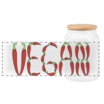 Chili vegan - Boîte à biscuits avec couvercle en bois - blanc - Devant