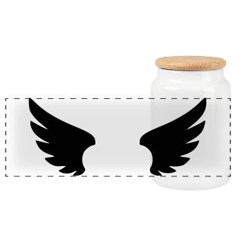 Angel Pictogram | Guardian Angel & Faith Symbol - Panoramic Cookie Jar with Wooden Lid - white - Front