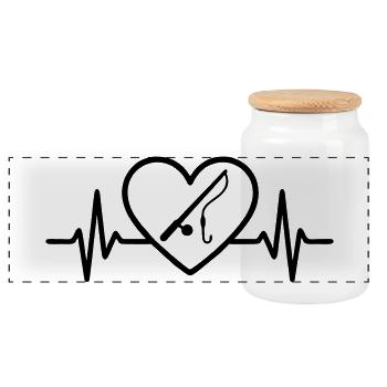Heart Fishing – Passion Fisherman - Panoramic Cookie Jar with Wooden Lid - white - Front
