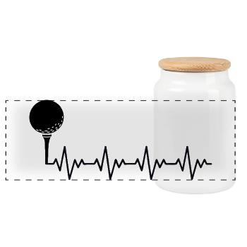 Golfeur Golfeur Balle de golf ECG Battement cardiaque Rythme cardiaque - Boîte à biscuits avec couvercle en bois - blanc - Devant