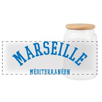 Marseille, Méditerranée, France - Boîte à biscuits avec couvercle en bois - blanc - Devant