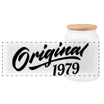 Vintage 1979 Jubiläum 1979 Original 1979 - Panorama Keksdose mit Holzdeckel - Weiß - Vorne