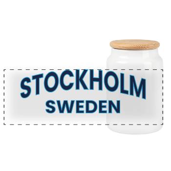 Stockholm, Schweden Neon-Umriss - Panorama Keksdose mit Holzdeckel - Weiß - Vorne