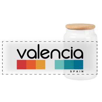 Valencia - Spain - Spain - España - Panoramic Cookie Jar with Wooden Lid - white - Front