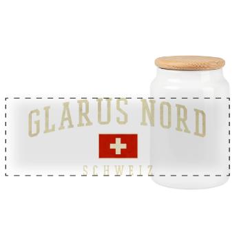 Emblème vintage suisse de Glarus Nord - Boîte à biscuits avec couvercle en bois - blanc - Devant