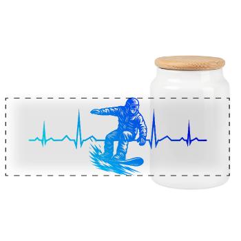 Ein Motiv nur für Snowboard - Panorama Keksdose mit Holzdeckel - Weiß - Vorne