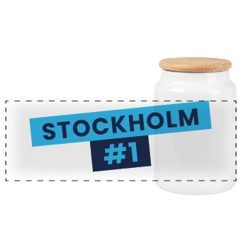 Stockholm #1 Bannerdesign - Panorama Keksdose mit Holzdeckel - Weiß - Vorne