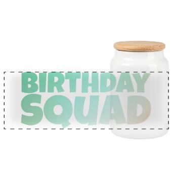 Birthday Squad – Coole Gruppe Geburtstag Design - Panorama Keksdose mit Holzdeckel - Weiß - Vorne