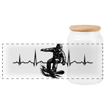 Snowboard Motiv das sofort wirkt - Panorama Keksdose mit Holzdeckel - Weiß - Vorne