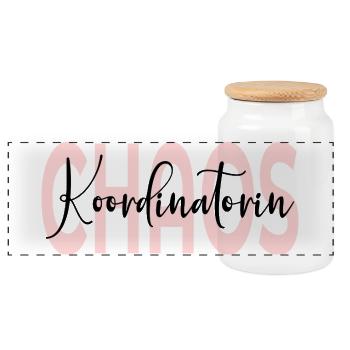 Chaos Coordinator Mom - Panoramic Cookie Jar with Wooden Lid - white - Front