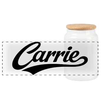 Carrie name first last family gifts  - Panoramic Cookie Jar with Wooden Lid - white - Front