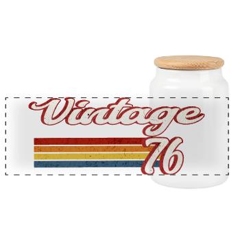 Vintage76 Retro Birthday - Panoramic Cookie Jar with Wooden Lid - white - Front