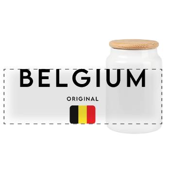 Belgische Flagge, elegantes minimalistisches Design - Panorama Keksdose mit Holzdeckel - Weiß - Vorne