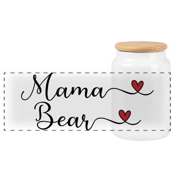 Maman Ours - Boîte à biscuits avec couvercle en bois - blanc - Devant