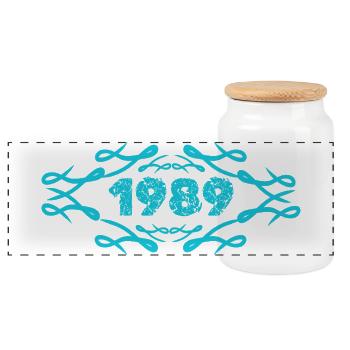 Gift idea 1989 - Panoramic Cookie Jar with Wooden Lid - white - Front