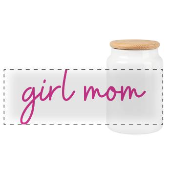 Girl Mom Girl Mom Gift - Panoramic Cookie Jar with Wooden Lid - white - Front