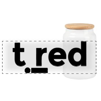 Tired - Panoramic Cookie Jar with Wooden Lid - white - Front