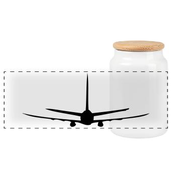 Flugzeug - Panorama Keksdose mit Holzdeckel - Weiß - Vorne