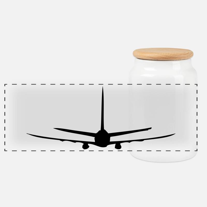 Flugzeug - Panorama Keksdose mit Holzdeckel - Weiß