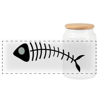 Stilisierte Fischgräten Illustration - Panorama Keksdose mit Holzdeckel - Weiß - Vorne