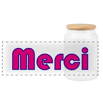 MERCI. MAÎTRESSE. MAÎTRE. MERCI MAÎTRESSE - Boîte à biscuits avec couvercle en bois - blanc - Devant