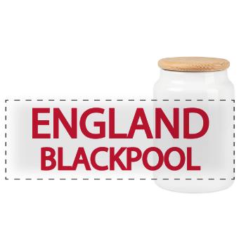 Angleterre Blackpool Scène nautique - Boîte à biscuits avec couvercle en bois - blanc - Devant