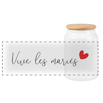 VIVE LES MARIES. JUST MARRIED. VIVE LES MARIES - Boîte à biscuits avec couvercle en bois - blanc - Devant