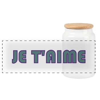 COUPLE. JUST MARRIED. bachelorette party. SAINT VALENTIN - Panoramic Cookie Jar with Wooden Lid - white - Front