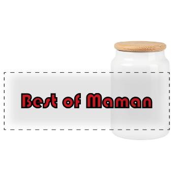 MOTHER's DAY. HAPPY MOTHER'S DAY. MOM - Panoramic Cookie Jar with Wooden Lid - white - Front