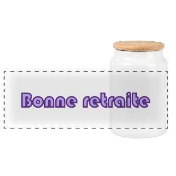 RETIREMENT. RETIREMENT. RETIRED. RETIREMENT - Panoramic Cookie Jar with Wooden Lid - white - Front