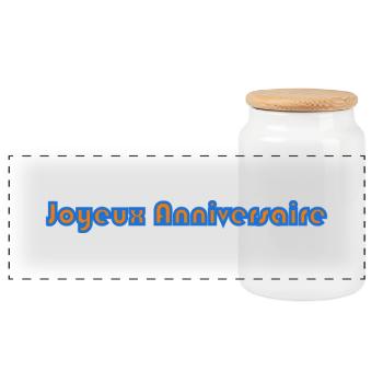 HAPPY BIRTHDAY. HAPPY BIRTHDAY. BIRTHDAY. - Panoramic Cookie Jar with Wooden Lid - white - Front
