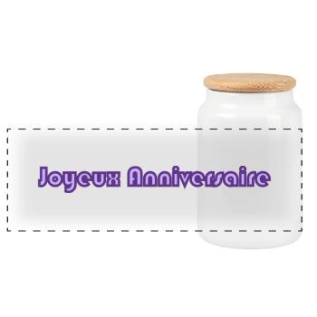 HAPPY BIRTHDAY. HAPPY BIRTHDAY. BIRTHDAY. - Panoramic Cookie Jar with Wooden Lid - white - Front