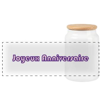 BIRTHDAY. HAPPY BIRTHDAY. HAPPY BIRTHDAY. - Panoramic Cookie Jar with Wooden Lid - white - Front