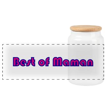 MOM. MOTHER's DAY. HAPPY MOTHER'S BIRTHDAY - Panoramic Cookie Jar with Wooden Lid - white - Front