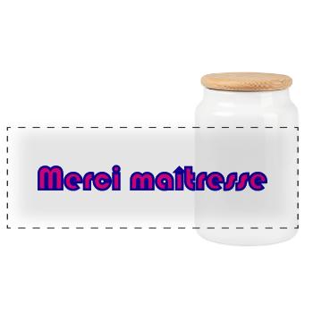 MERCI. MAÎTRESSE. MAÎTRE. MERCI MAÎTRESSE - Boîte à biscuits avec couvercle en bois - blanc - Devant