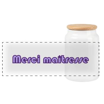 MERCI. MAÎTRESSE. MAÎTRE. MERCI MAÎTRESSE. MAITRE - Boîte à biscuits avec couvercle en bois - blanc - Devant